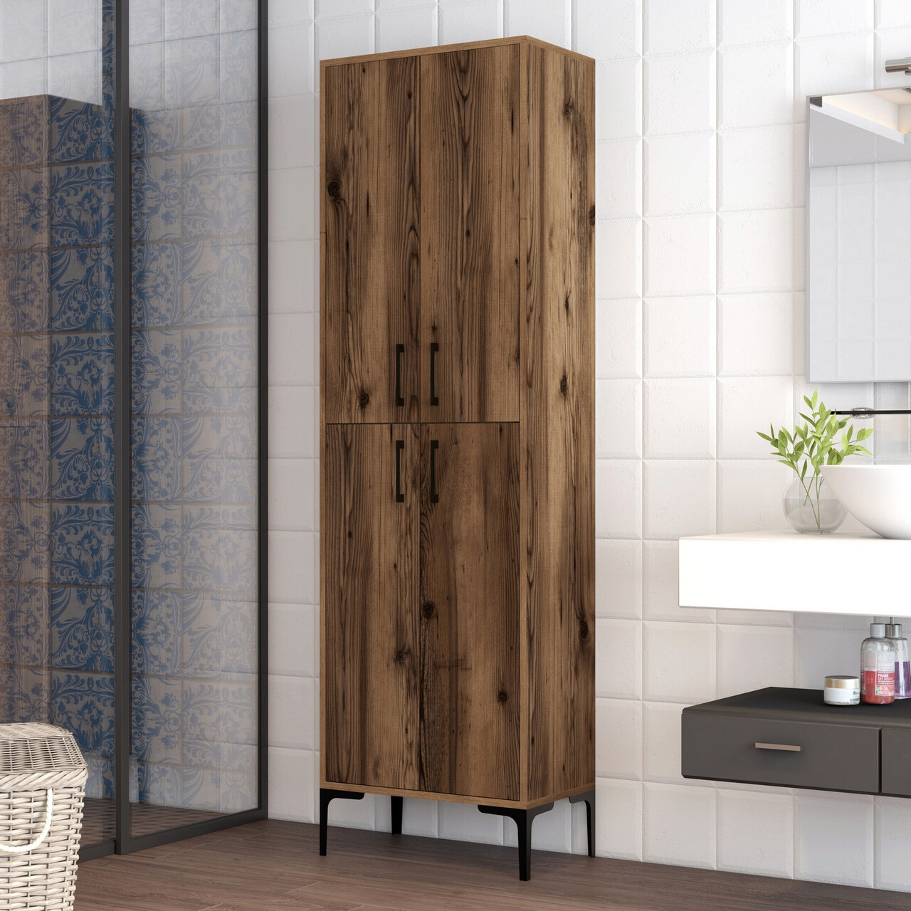Dulap multifunctional, Hanah Home, Berlin A, 60x200x35 cm, Maro - imagine 7